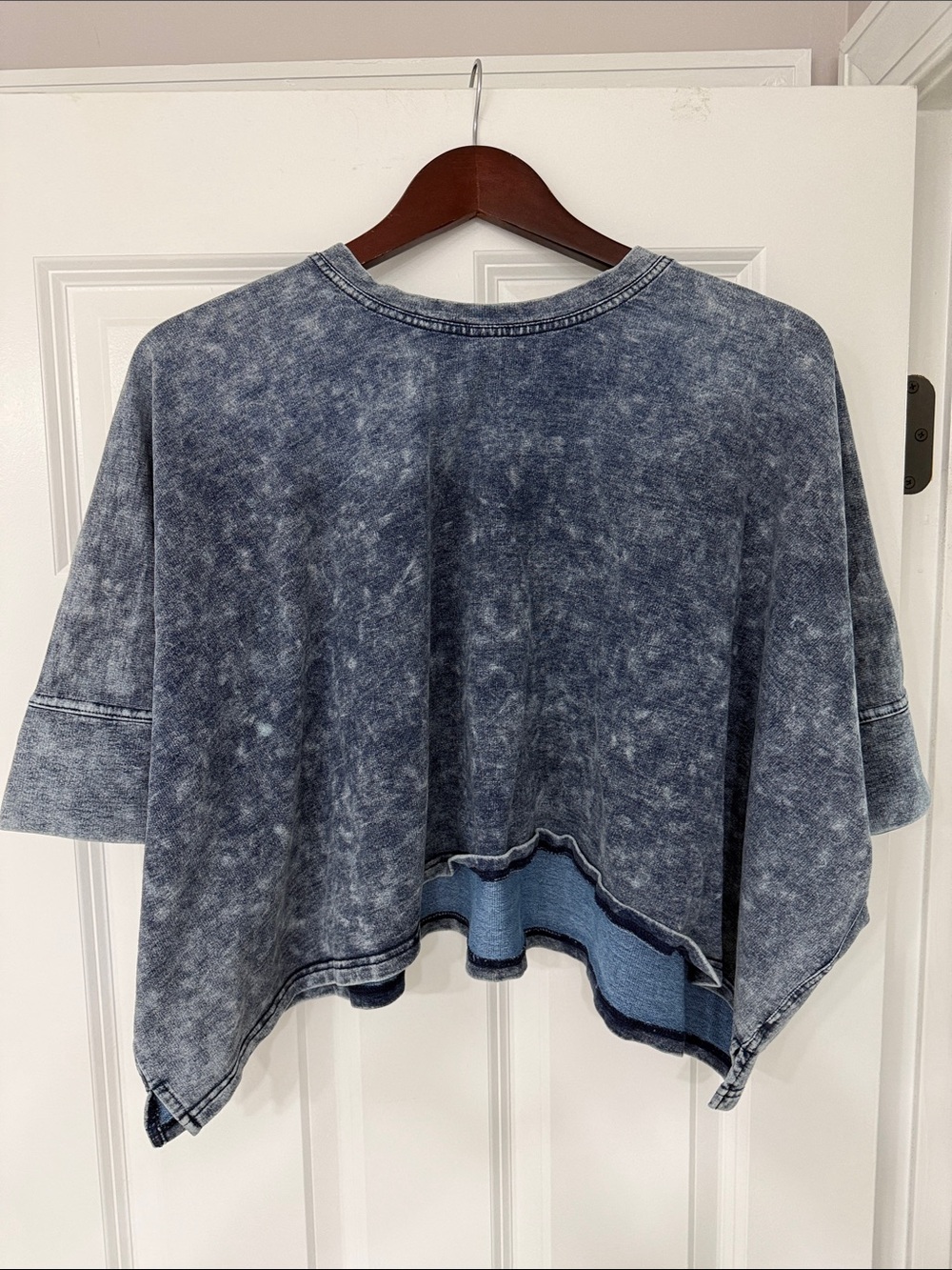 Acid Wash Cropped Boxy Tee - Slate Blue